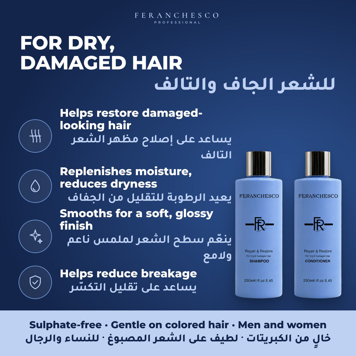 Feranchesco Repair & Restore Shampoo & Conditioner Duo – key benefits